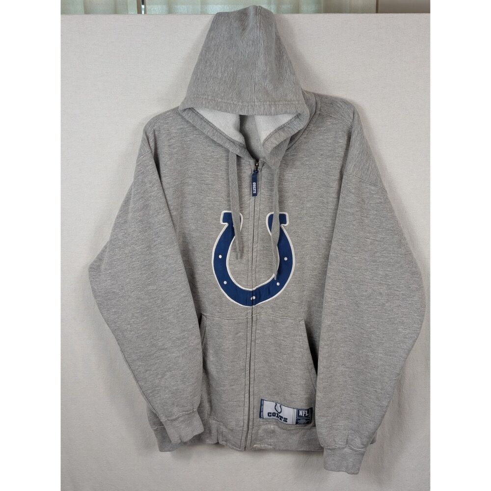 Indianapolis Colts NFL Team Apparel Full Zip Sweatshirt Gray Men's Size Large